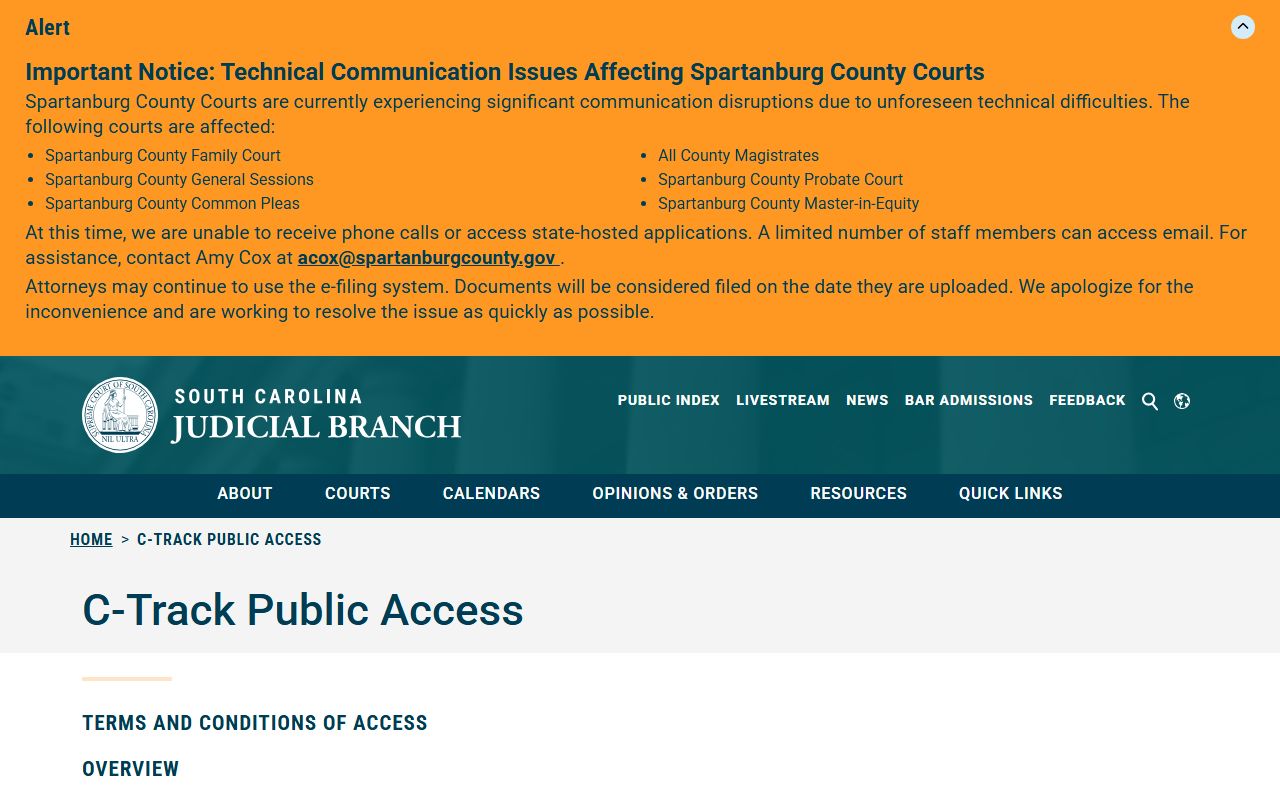 Oconee County Circuit Court appellate C-Track public access