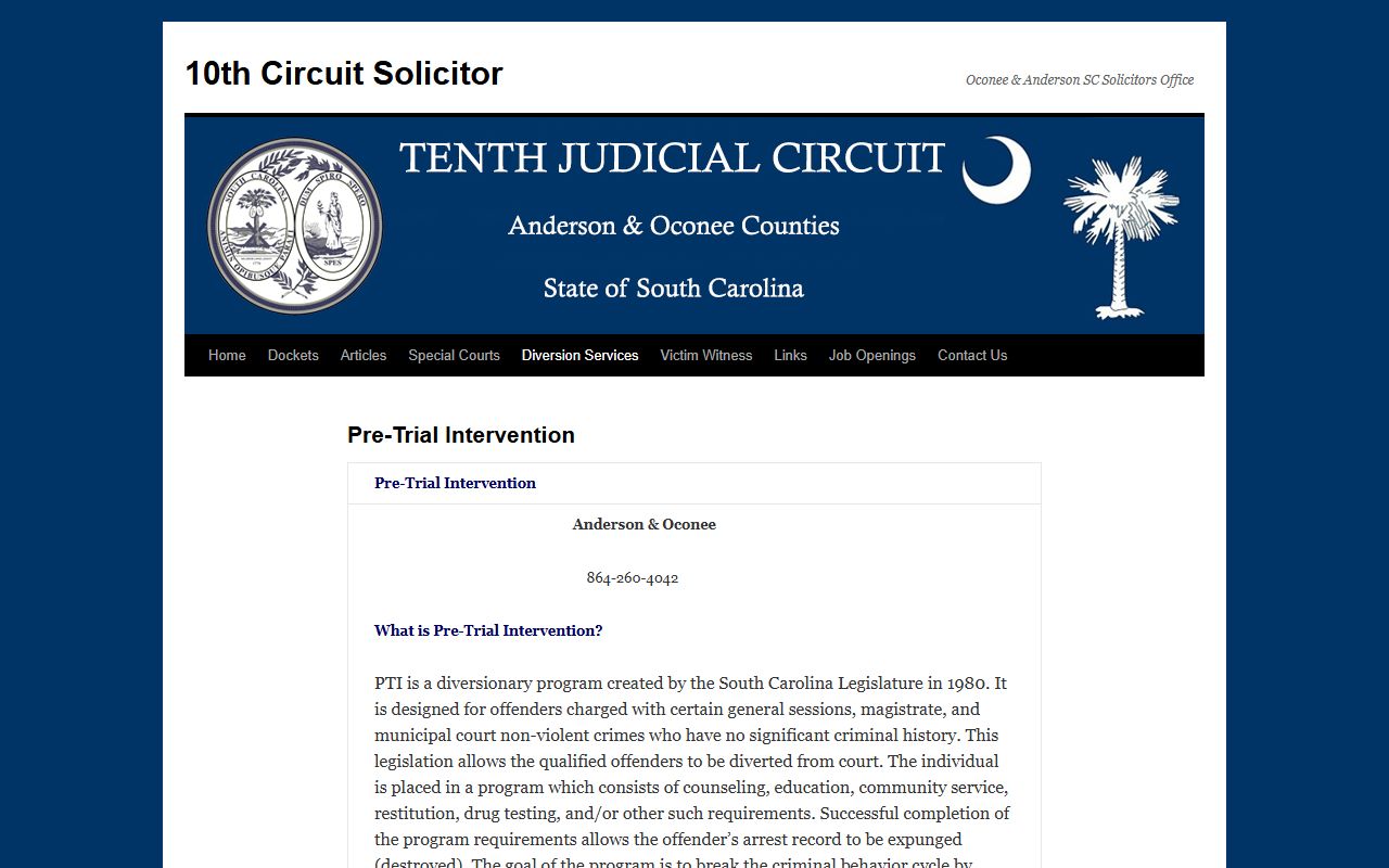 Oconee County court charges after arrest pre-trial intervention page