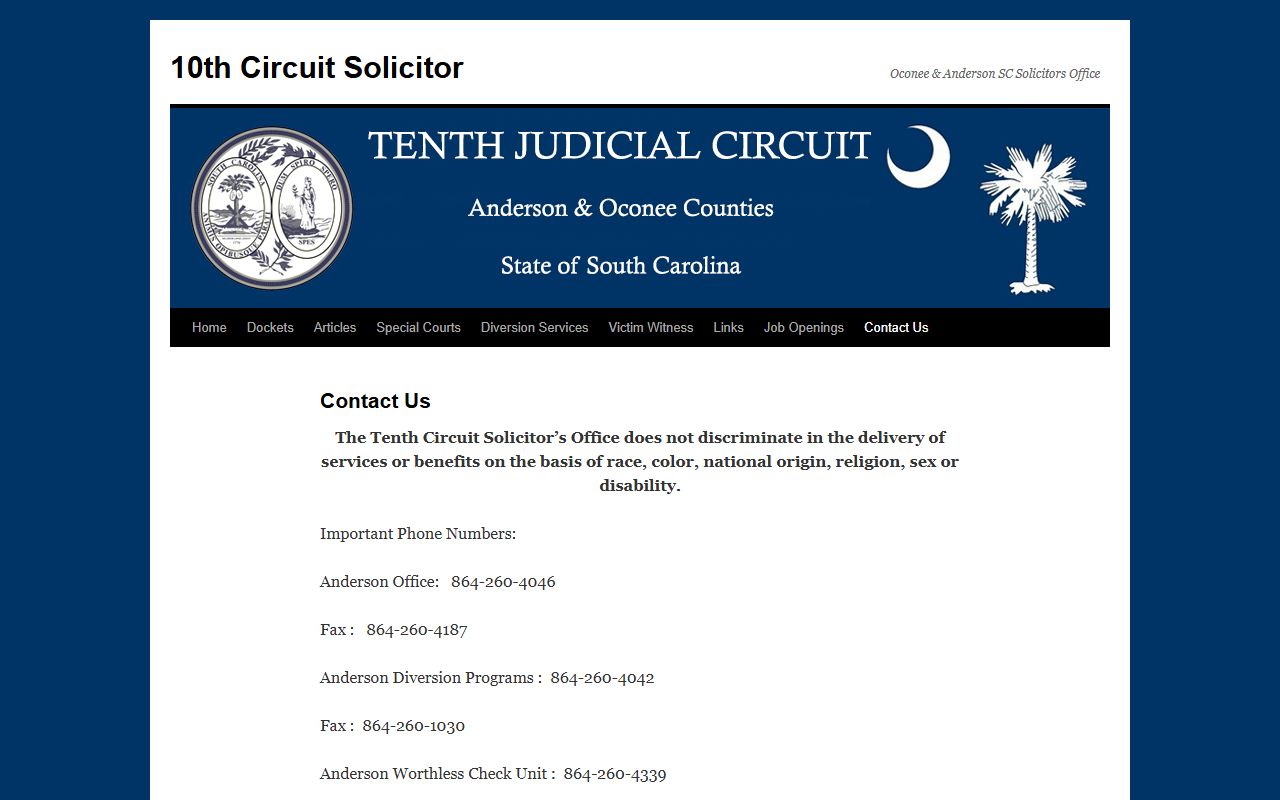 Oconee County criminal court records Tenth Circuit Solicitor contact page
