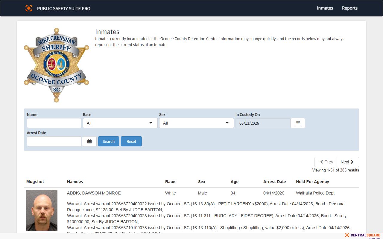 Oconee County inmate search official current inmates portal