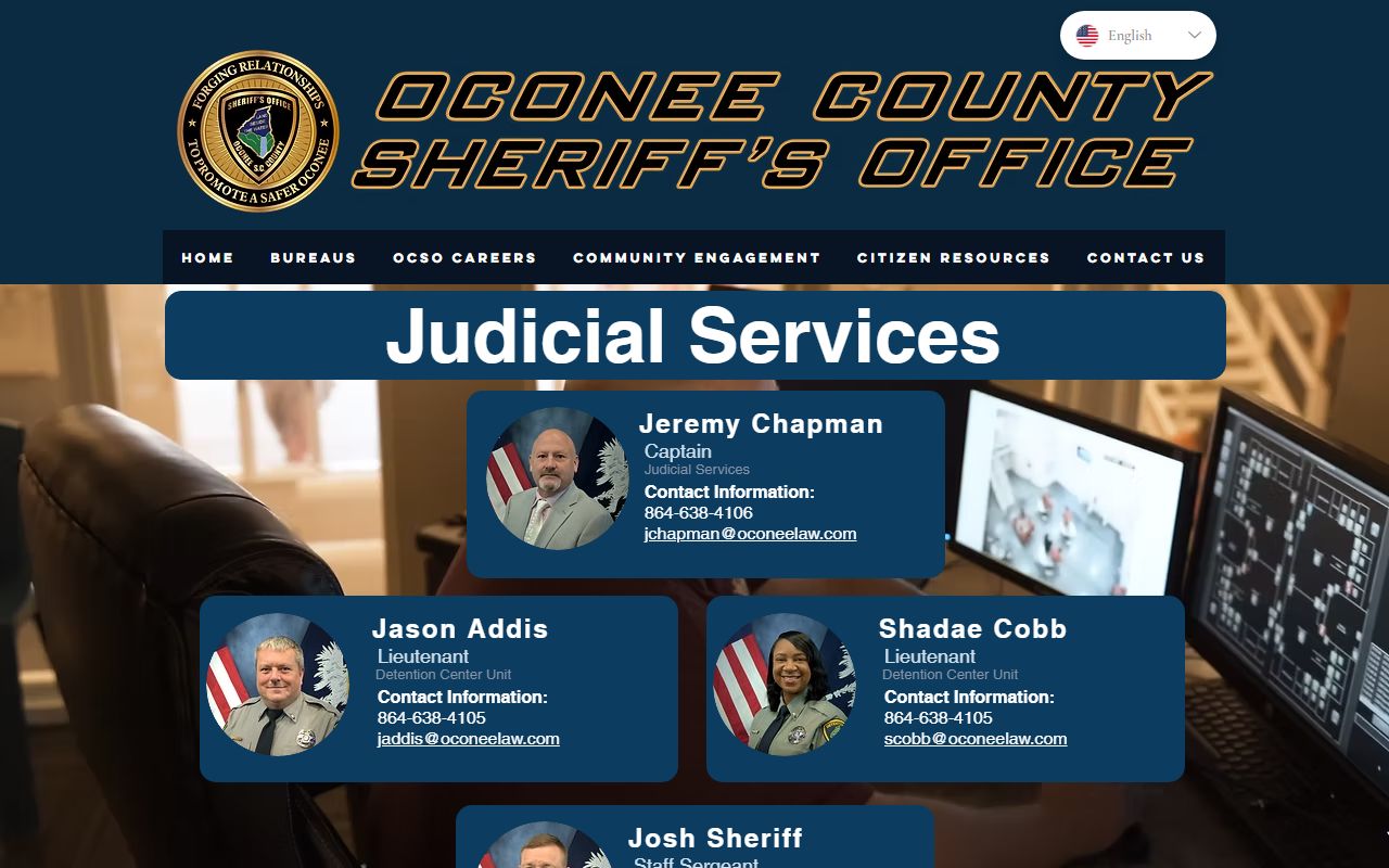 Oconee County inmate records Sheriff Judicial Services Bureau detention page