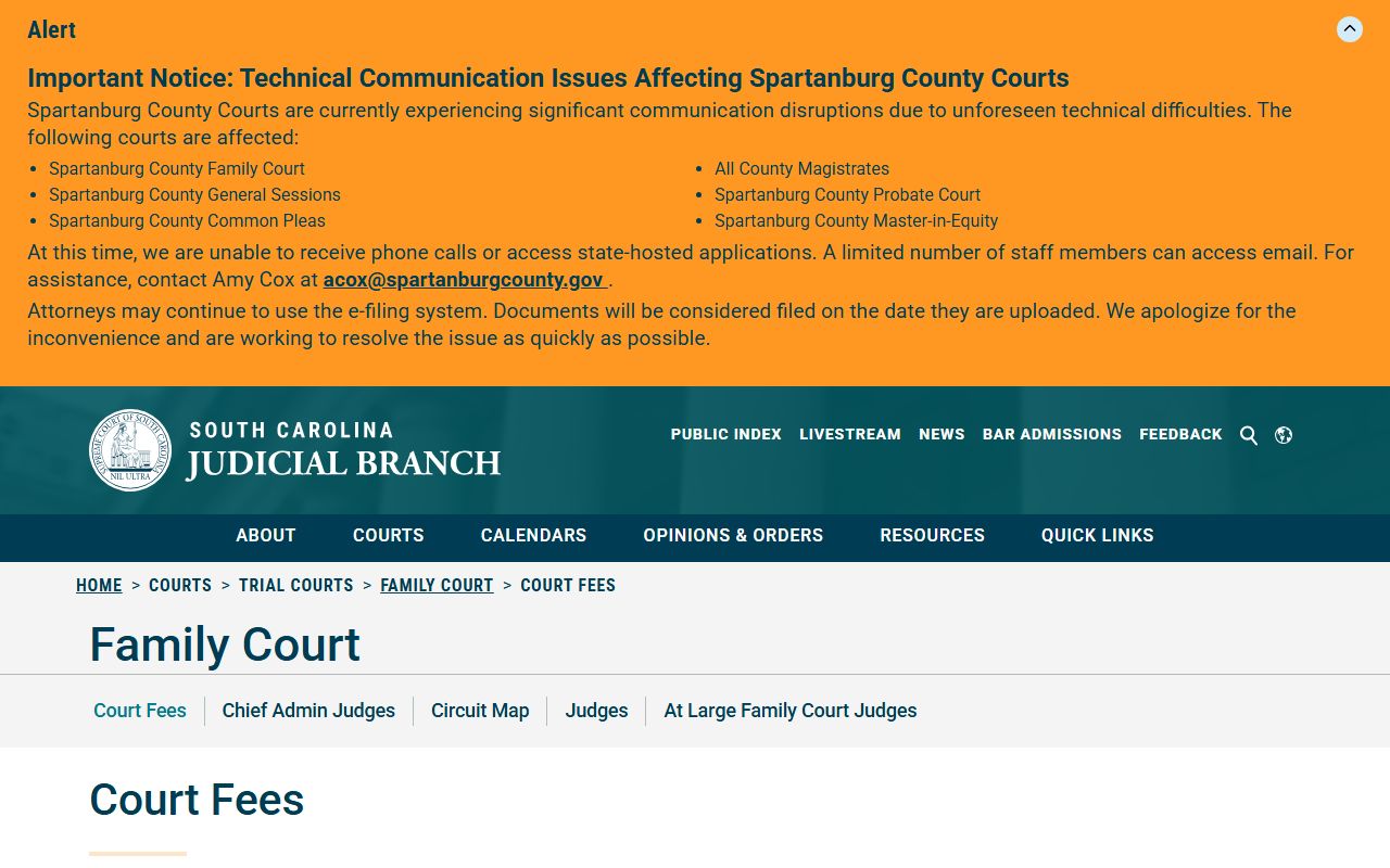 Oconee County divorce records South Carolina Family Court filing fees