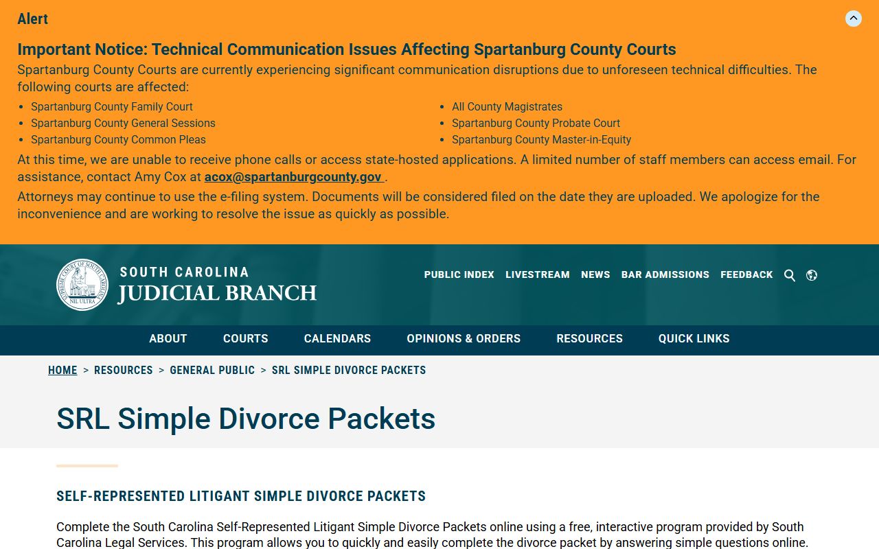 Oconee County divorce records South Carolina simple divorce packets
