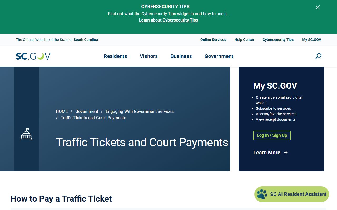 Oconee County traffic court records SC.GOV traffic payment instructions