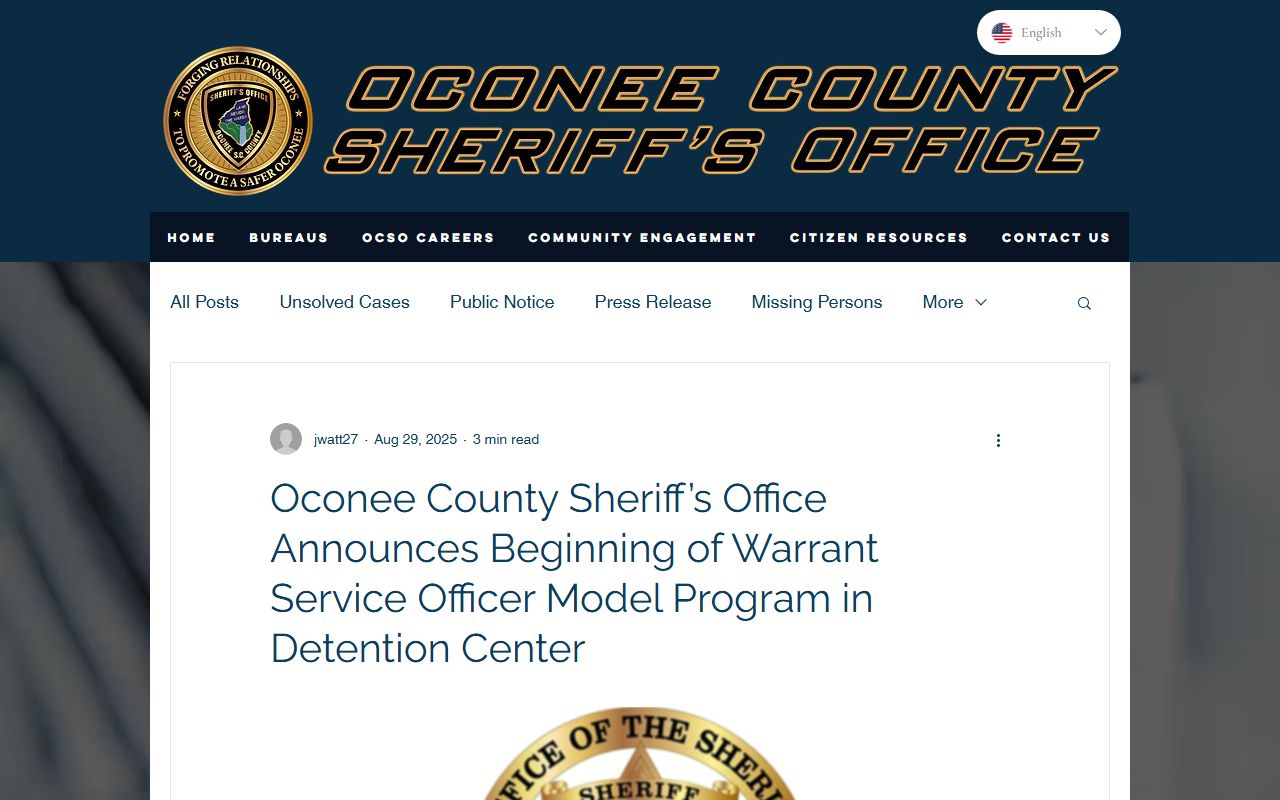 Oconee County warrant search Sheriff Warrant Service Officer program