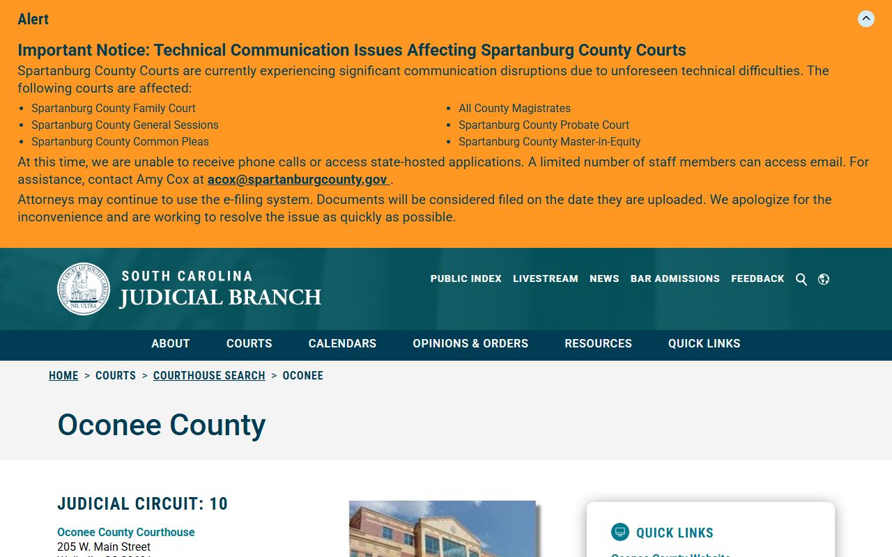 Oconee County court records Judicial Branch courthouse directory